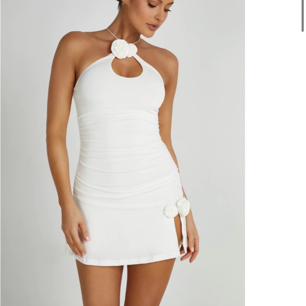 COPY - Meshski White Rose Halter Dress